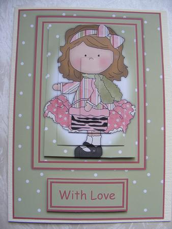 Le Chic Girl in Pinks & Greens Card Front & Pyramid by sheila ketterer