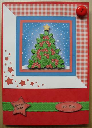 Holly Jolly Christmas Tree! Quick Card with Decoupage by Sheila Lewis