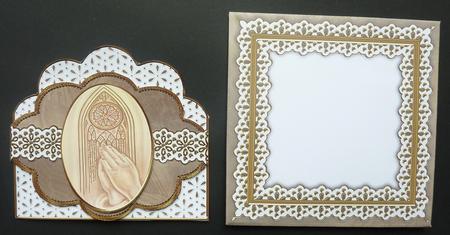 Preying Window Em Anglaise Scalloped 3D Decoupage Card Kit by Sheila Lewis