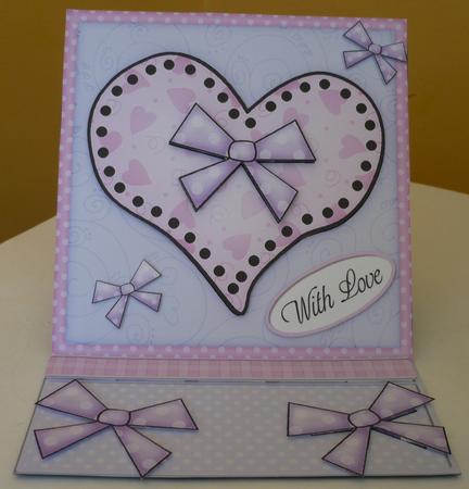 Funky Hearts Easel Card Kit with 3D Decoupage Topper by Sheila Lewis
