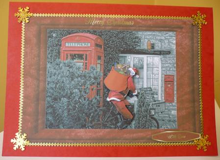 Santa on Bicycle by Sheila Lewis