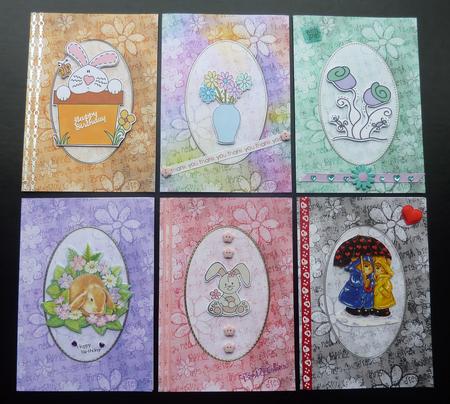 Flowers & Text Card Fronts Set in Pretty Daisy Colours by Sheila Lewis