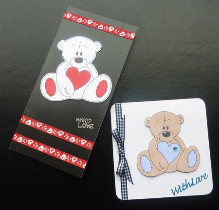 Stitched Bear & Heart Digital Stamp / Glass Painting by Sheila Lewis