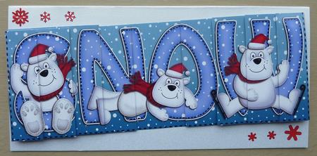 Christmas Snow Ben the Polar Bear Dl Side Stacker Topper by Sheila Lewis