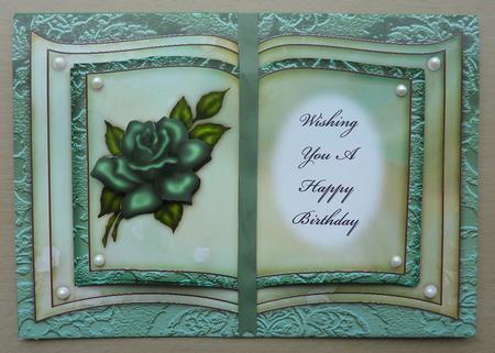 Teal Rose - Wishing You a Happy Birthday - Book Sheet by Sheila Lewis