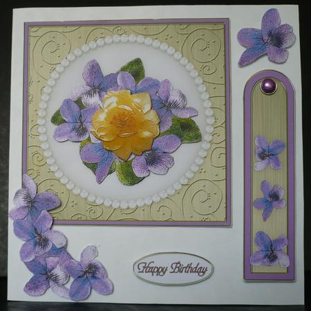 Flowers & Pearls Quick Card with Decoupage by Sheila Lewis