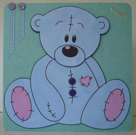 Stitched Teddy Digital Stamp / Glass Painting by Sheila Lewis