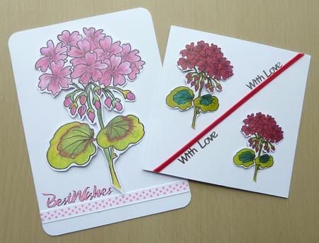 Geranium Digital Stamps and Watercoloured Stamps by Sheila Lewis