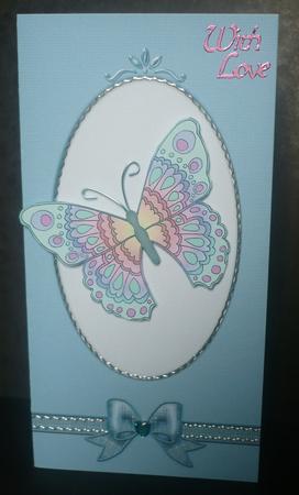 Dl Fancy Bow Card Front or Insert by Sheila Lewis