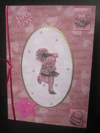 A5 Pretty Rose Words and Hearts Card Front or Insert by Sheila Lewis