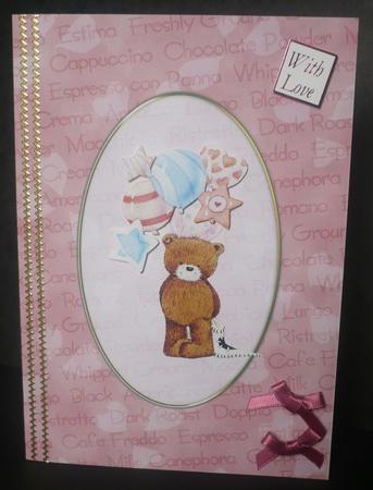 A5 Pretty Rose Words and Hearts Card Front or Insert by Sheila Lewis