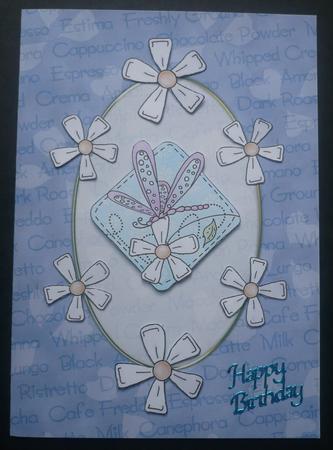 A5 Pretty Rose Words and Hearts Card Front or Insert by Sheila Lewis