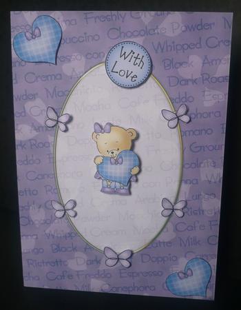 A5 Pretty Rose Words and Hearts Card Front or Insert by Sheila Lewis