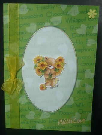 A5 Pretty Rose Words and Hearts Card Front or Insert by Sheila Lewis