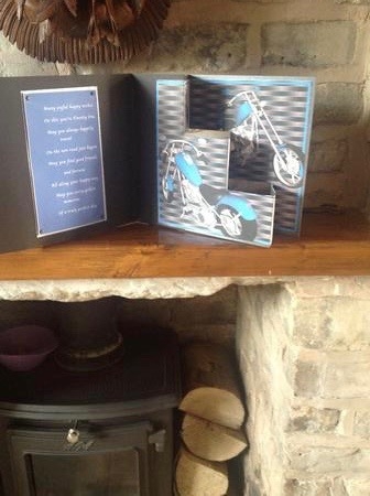 Blue Chopper Motor Bikes Tri Fold Steps by Sheila Pickering