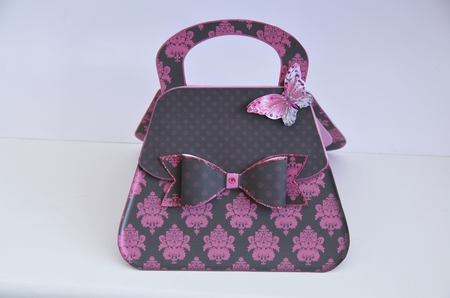 Beautiful Pink and Black Handbag Card Kit by Sheila Pickering