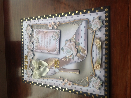 White Polka Dot Shoes with Roses Card Mini Kit by Sheila Pickering