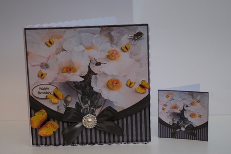 Vintage Flower Stripes and Butterflies 951 by Sheila Pickering