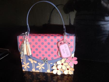 3D Elegant Dots & Flowers Handbag Treat or Favour Box Kit by Sheila Pickering