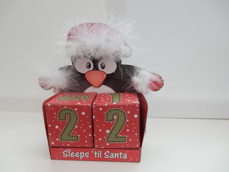 3D Penguin Sleeps 'til Santa Countdown Cube Set 3D Decoupage by Sheila Pickering
