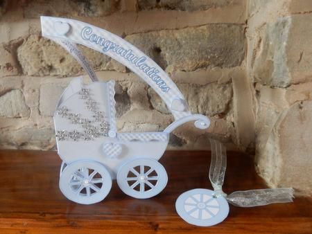 Pram Shaped Card Baby Boy by Sheila Pickering