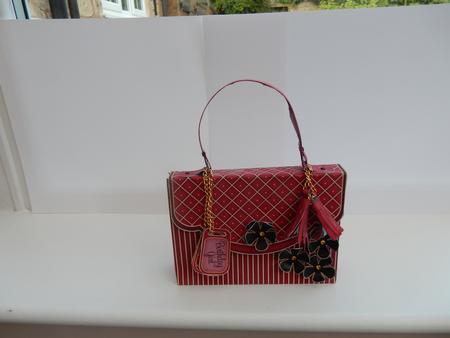 3D Red & Black Quilted Handbag Treat or Favour Box Kit by Sheila Pickering