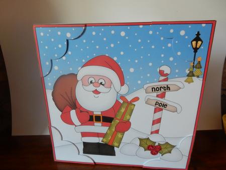 8 x 8 Christmas Santa Claus Scalloped Corner Topper by Sheila Pickering
