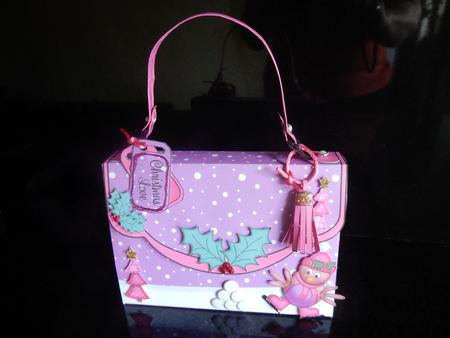 3D Xmas Robin Handbag Treat or Favour Box Kit by Sheila Pickering