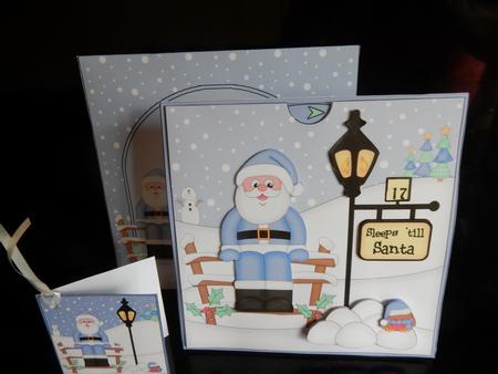 3D Xmas Santa Sleeps Till Santa Countdown Moveable Card by Sheila Pickering