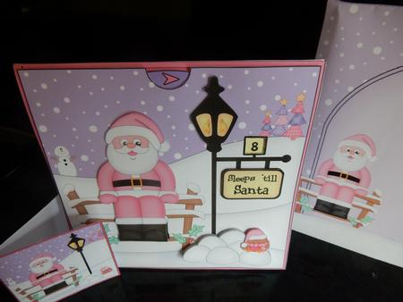 3D Xmas Santa Sleeps Till Santa Countdown Moveable Card by Sheila Pickering
