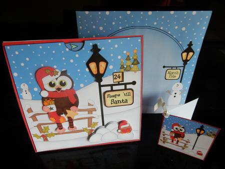 3D Xmas Little Hoot Owl Sleeps Till Santa Countdown Card by Sheila Pickering