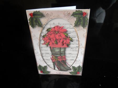 Christmas Boots Poinsettias & Holly by Sheila Pickering