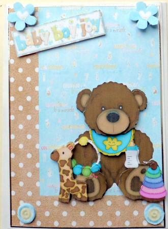 Cute Baby Boy Bear with Baby Boy Toys by Sheila Pickering