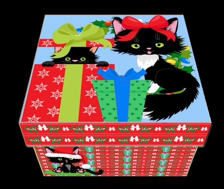 GIFT BOX - CHRISTMAS BLACK CATS by Craft Box