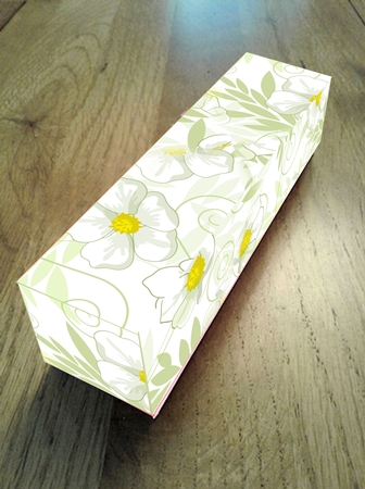 LONG GIFT BOX - WHITE AND GREEN FLORAL by Craft Box