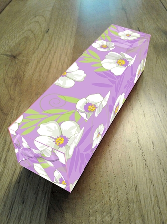 LONG GIFT BOX - WHITE AND PURPLE FLORAL by Craft Box