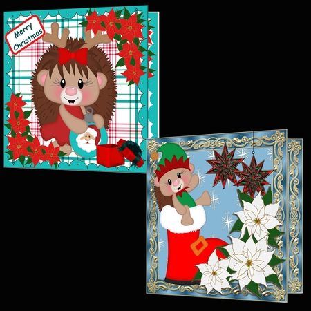 Christmas Hedgehogs Digital Clip Art Set by Craft Box