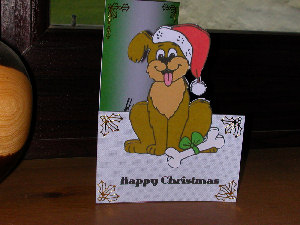 Cut Out Card, Santa Dog with Bone by Craft Box