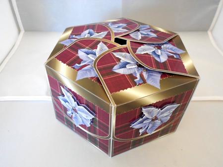 Hexagonal Box - Blue Poinsettias by Craft Box