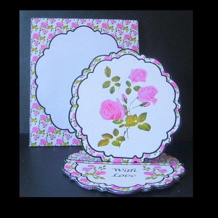 Pink Roses Pretty Edge Easel Card Kit by Craft Box