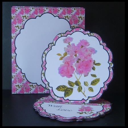 Pink Rambling Rose Pretty Edge Easel Card Kit by Craft Box