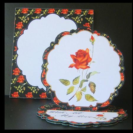 Rust Coloured Rose Pretty Edge Easel Card Kit by Craft Box