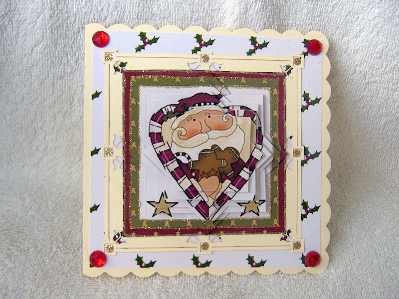 Santa with Gingerbread Men in Candy Cane Star Pyramid by Craft Box