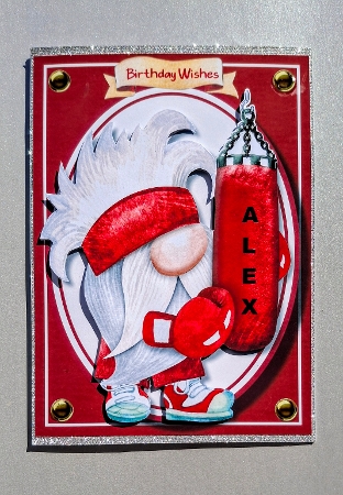 A5,, Gorgeous Boxing  Gnome by S.Elisabet Osborn Wright