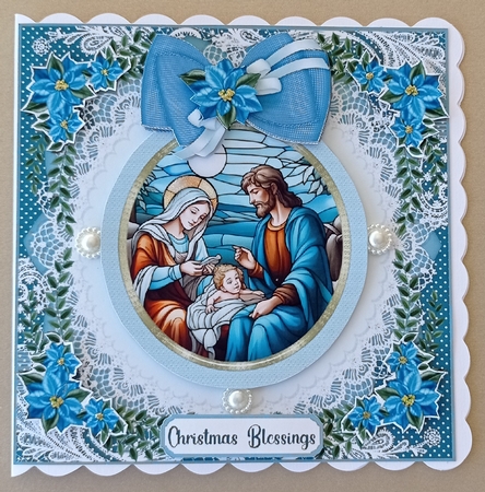 Christmas Religious stained glass card front 2 by S.Elisabet Osborn Wright