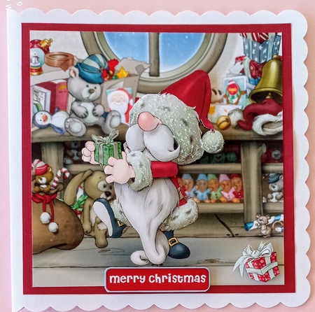 Santa Gnome 3 8x8 Quick Card by S.Elisabet Osborn Wright