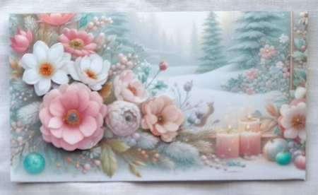 Winter Flowers Snow Scene Money Wallet by S.Elisabet Osborn Wright