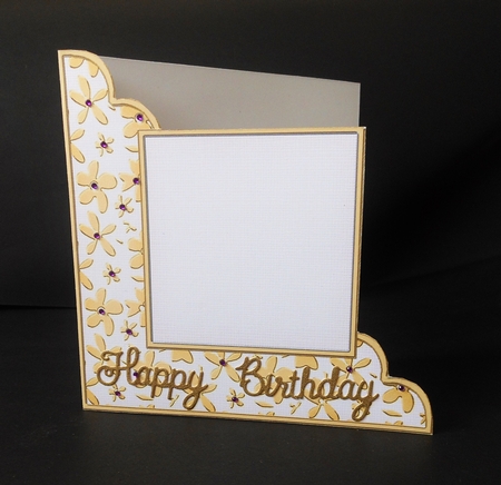Gold Floral Cut and Fold Corner Card Plain Card Base by S.Elisabet Osborn Wright