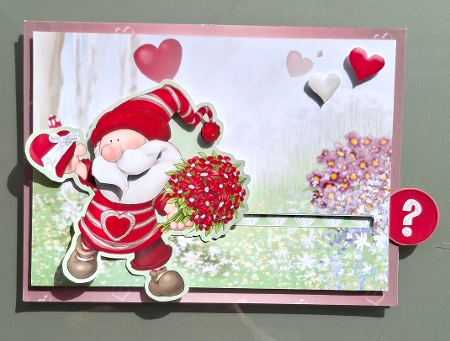 Valentines Day Gnome 2 Slider Card by S.Elisabet Osborn Wright