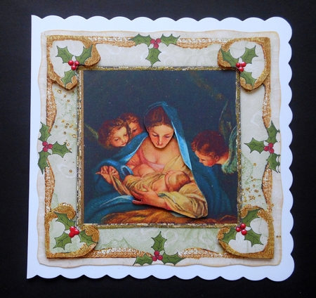 Christmas Nativity Manger Scene - 8” x 8” Square Ca by S.Elisabet Osborn Wright